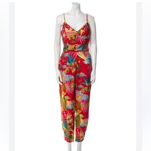 NWOT!!! Farm Rio Red Tropical Jungle Print Jumpsuit